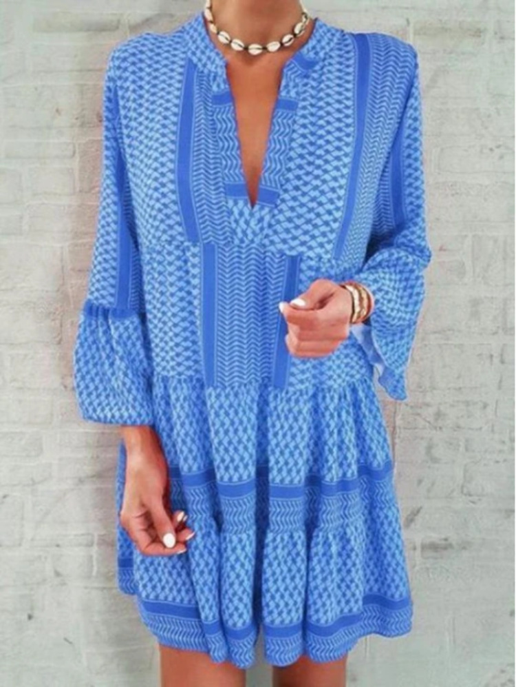 Older Women Geometric Print Retro Mini Dress