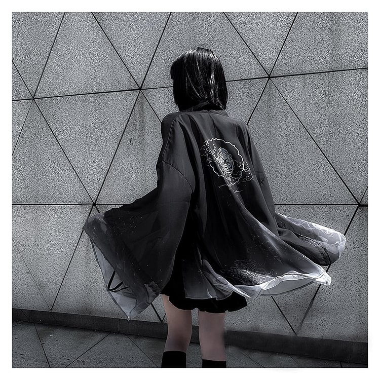 Chiffon Black Fairy Kimono Outwear