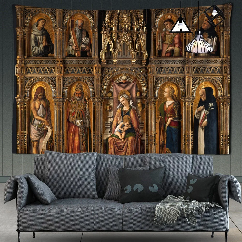 Vienna Christian Church Tapestry Home Boho Decor Witchcraft Wall Art Mural Drop Wall Cloth Christ Lord Angel Wall Tapestry