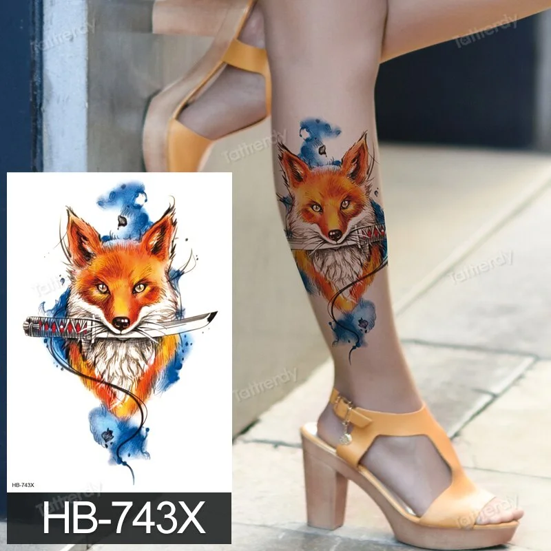 big tattoo anime tiger lion king head thigh leg temporary tattoo for women girls beauty sexy body art sticker tattoos waterproof