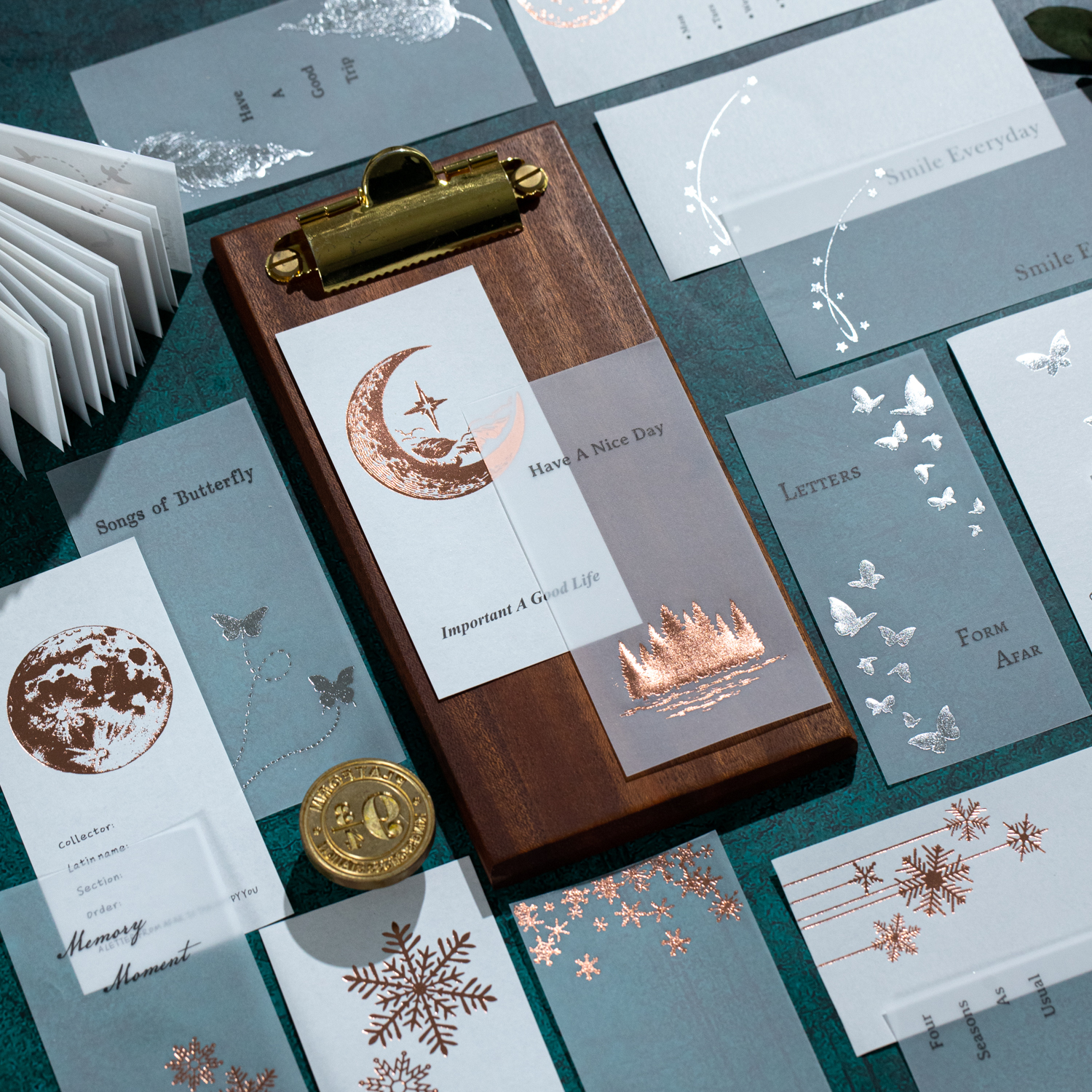 메모 패드 - 달빛 메시지 시리즈 빈티지 눈송이 깃털