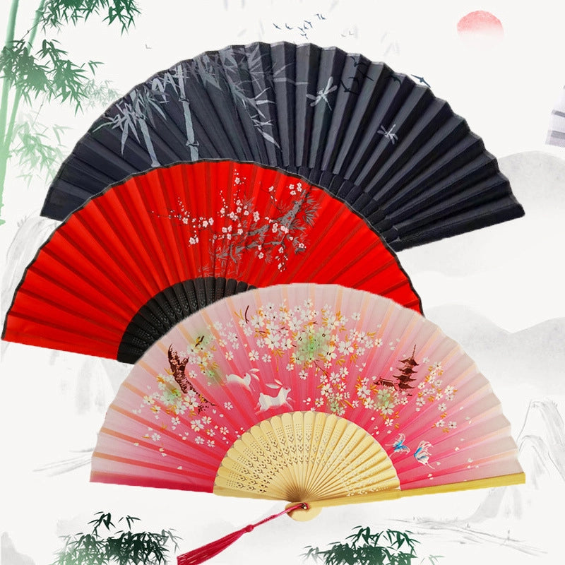 Antique Fan Folding Fan Men’s And Women’s Classical Dancing Fan Ancient Costume Performance Photography Hanfu Props Chinese Style Handmade Folding Fan