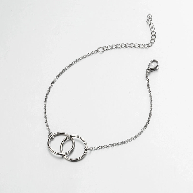 Casual Minimalist Classic Style Double Ring 201 Stainless Steel 18K Gold Plated Bracelets In Bulk