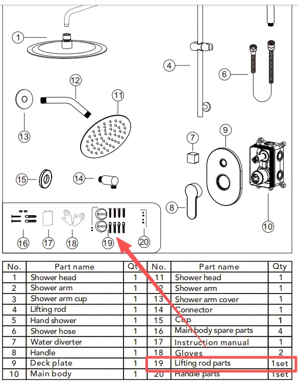 Accessory SFS-1058-NK10-Acc Lifting Rod Part