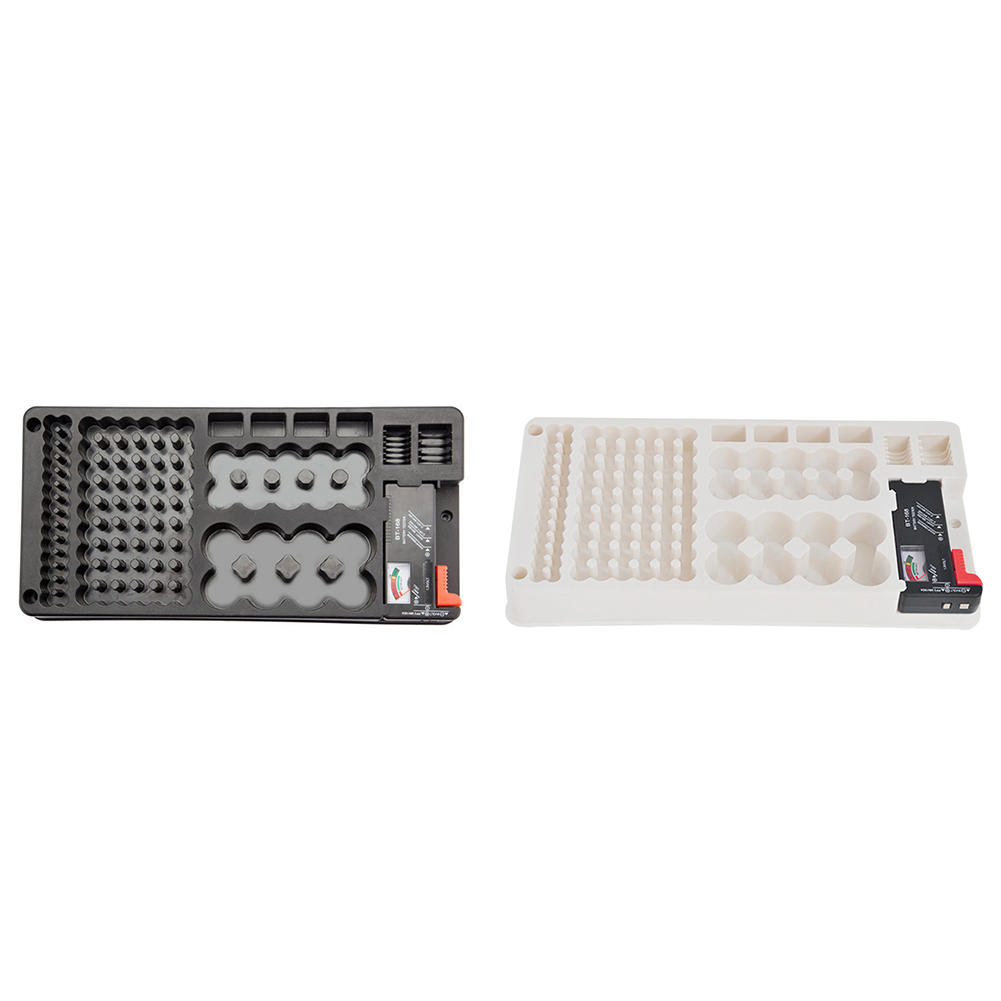 

Battery Organizer Case with Analog Tester for AAA AA 9V C D Button Battery, White, 501 Original