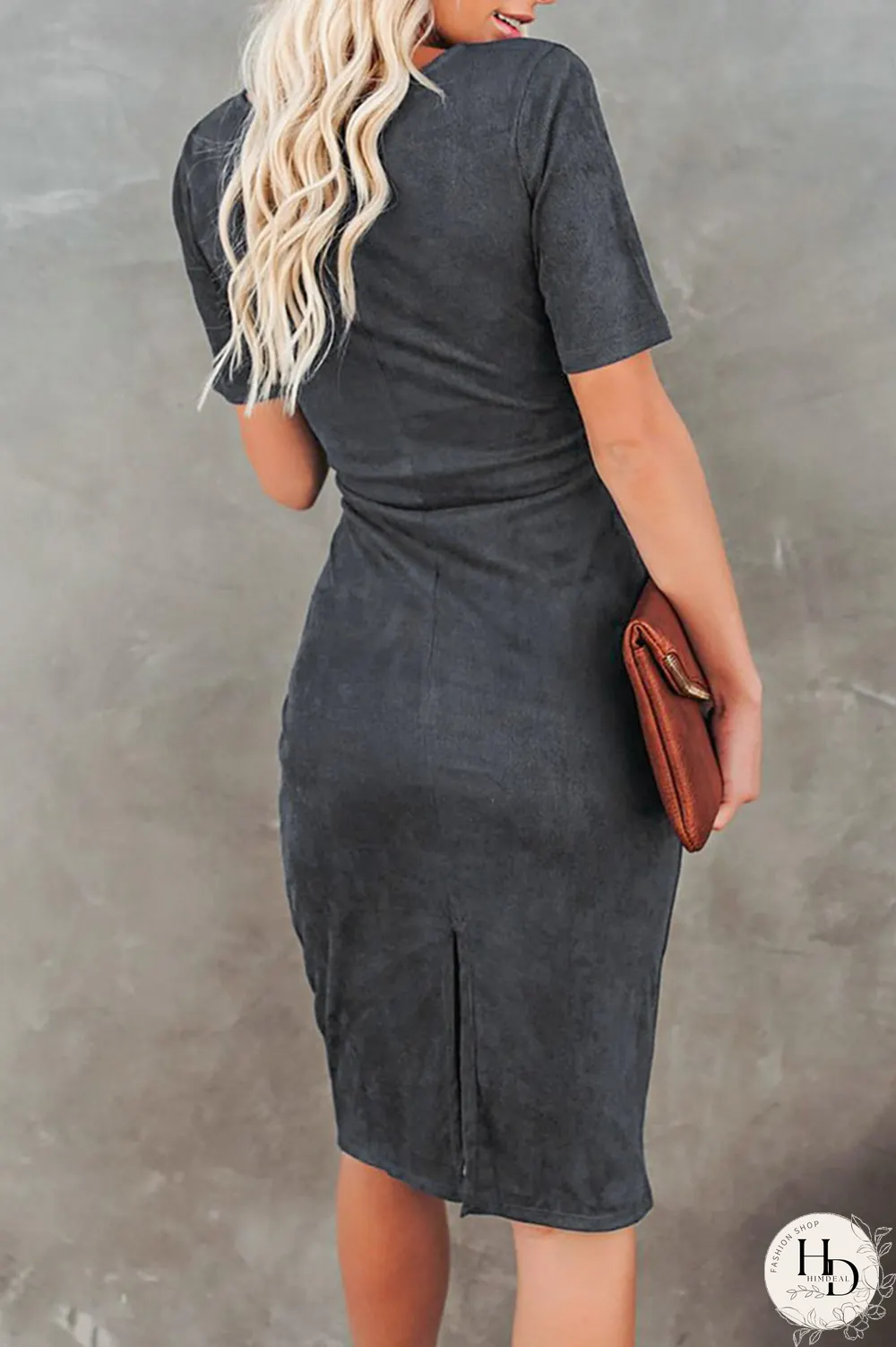 Fashion Solid Bandage U Neck Pencil Skirt Dresses(5 Colors)