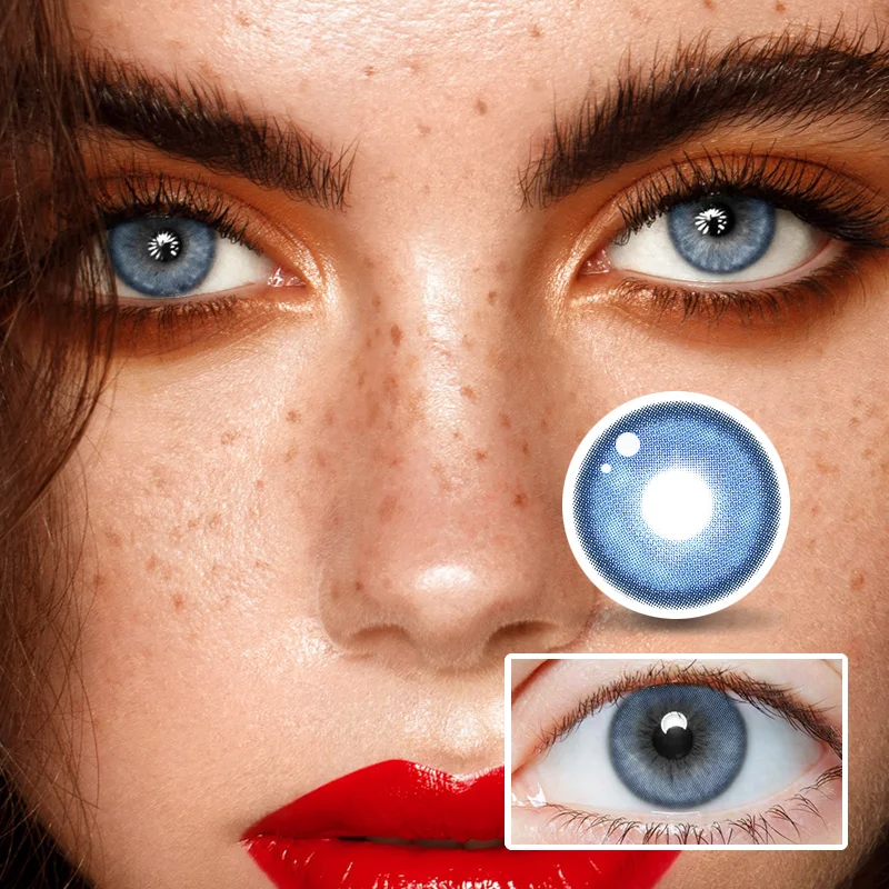 NEBULALENS Butterfly Love Blue Yearly Prescription Colored Contacts NEBULALENS