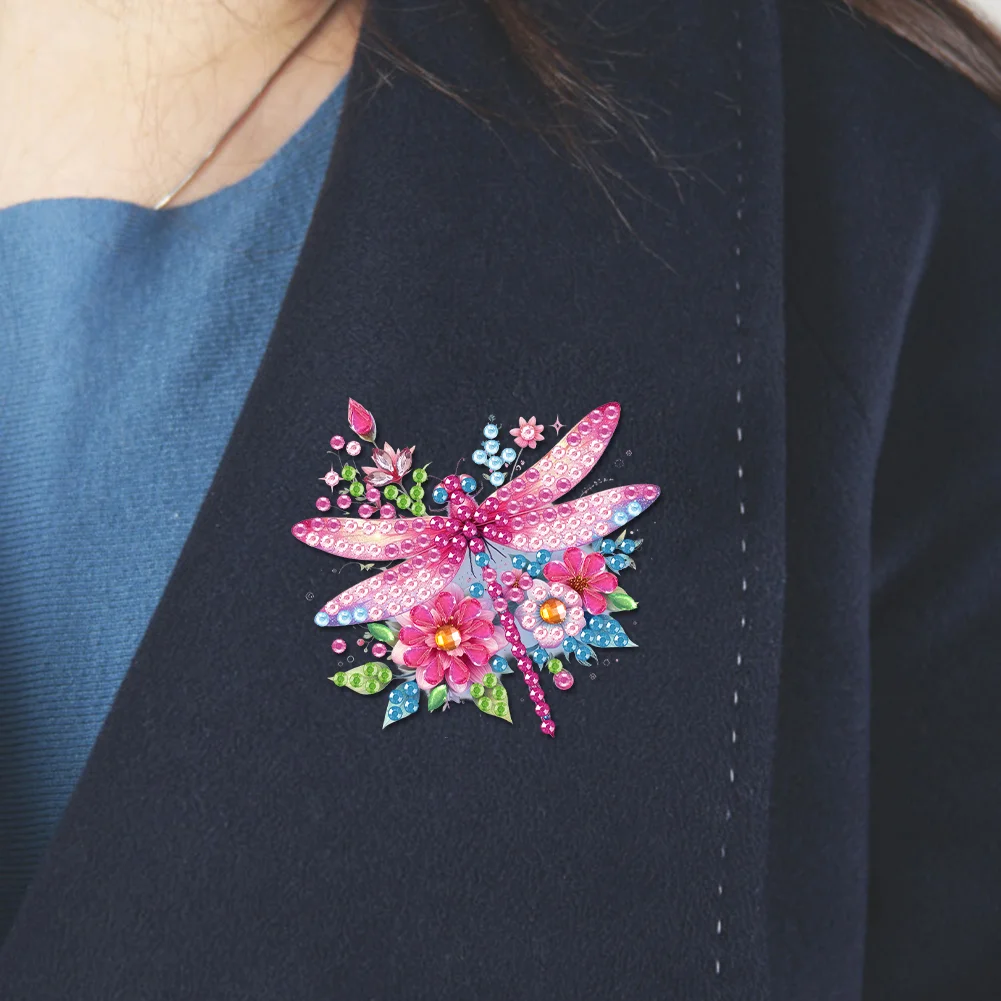 4Pcs DIY Dragonfly Diamond Painting Brooch Diamond Painting Pins Jewelry Kit
