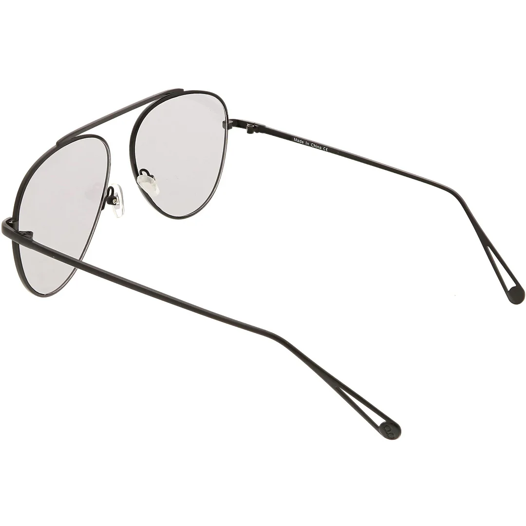 Premium Modern Metal Aviator glasses Single Brow Bar Color Tinted Flat Lens 57mm