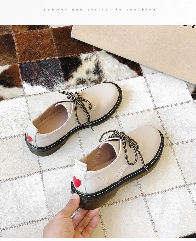 Solid White Leather Oxford Shoes Woman Lace-Up Flats Striped Riband Loafers Rivet Bow Derby Shoes Women Espadrilles Single Shoes