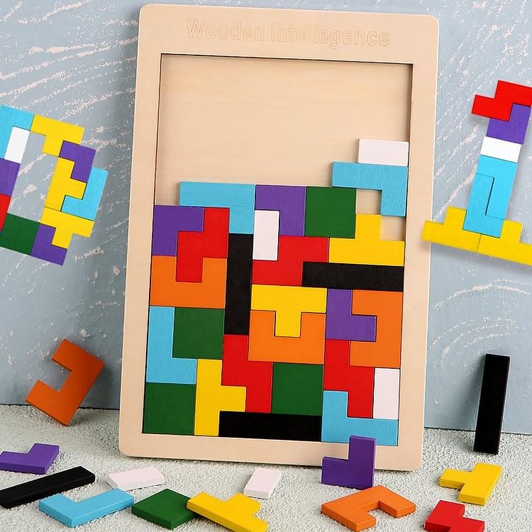 Colorful Wooden Tetris Puzzle