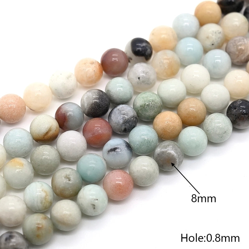 1 Strand/Package 10mm 6mm 8mm Hole Under 1mm Hole 1~1.9mm Natural Stone Amazonite Round Simple Polished Jewelry Accessories
