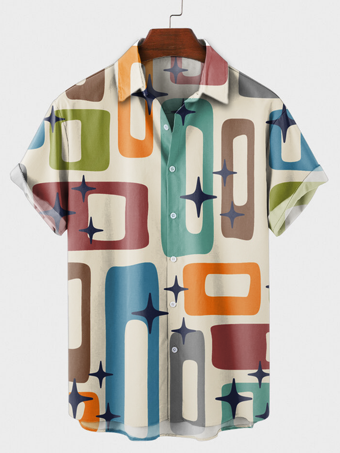 Men's casual geometric star print fashion shirt