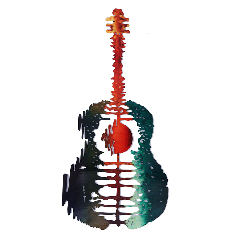 

Delicate Painted Guitar Sculpture Courtyard Hanging Hook Garden Art Statue, 501 Original