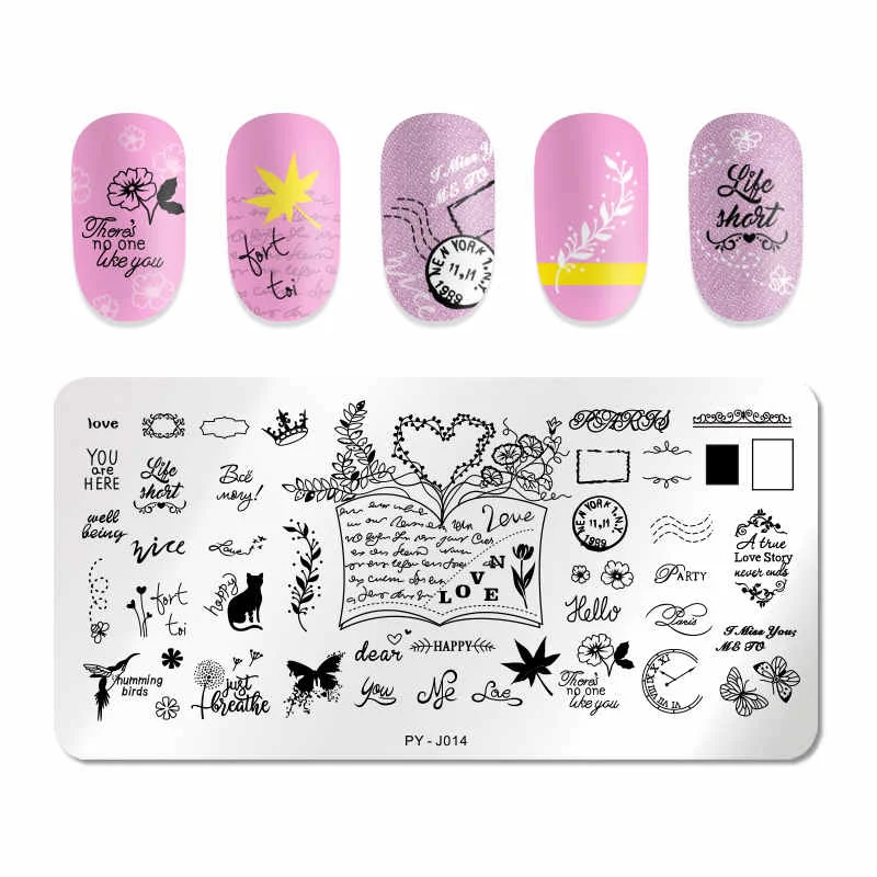 PICT YOU Rectangle Nail Stamping Plates Geometric Stainless Steel Nail Image Stamp  Stamping Template-Nail Inspo