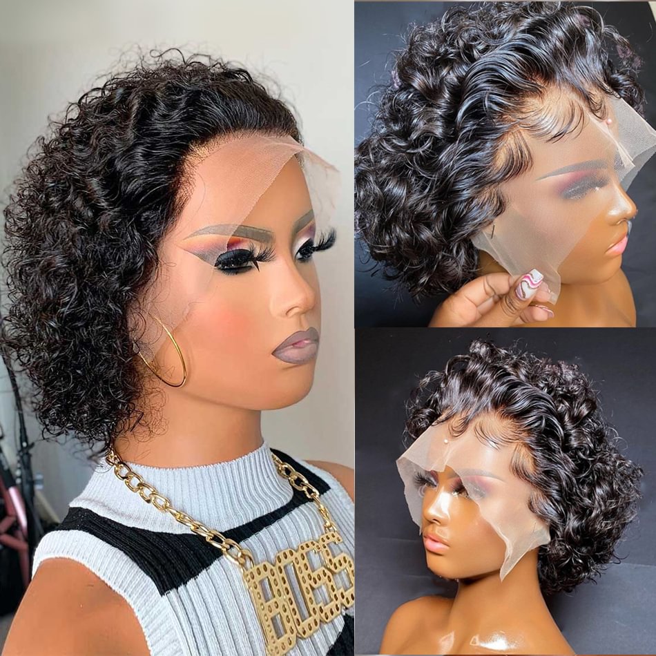 Zaesvini Hair®|Short Bob Curly Deep Wave Lace  Wig For Women Zaesvini
