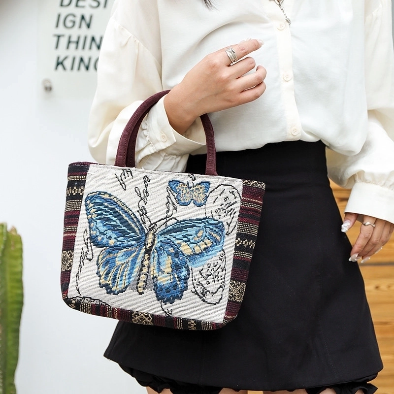 Women’s Vintage Style Butterfly Polyester Shopping Bags