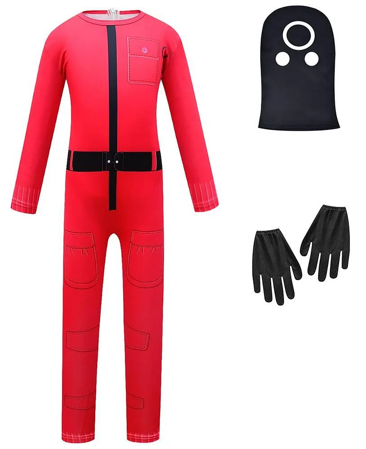 Mayoulove Boy Girls squid Worker Masked Circle Guard Kids Halloween Costume-Mayoulove