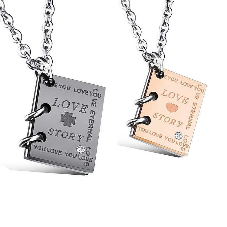 Book Necklace Love Story Matching Couples Bffs Necklace-Mayoulove