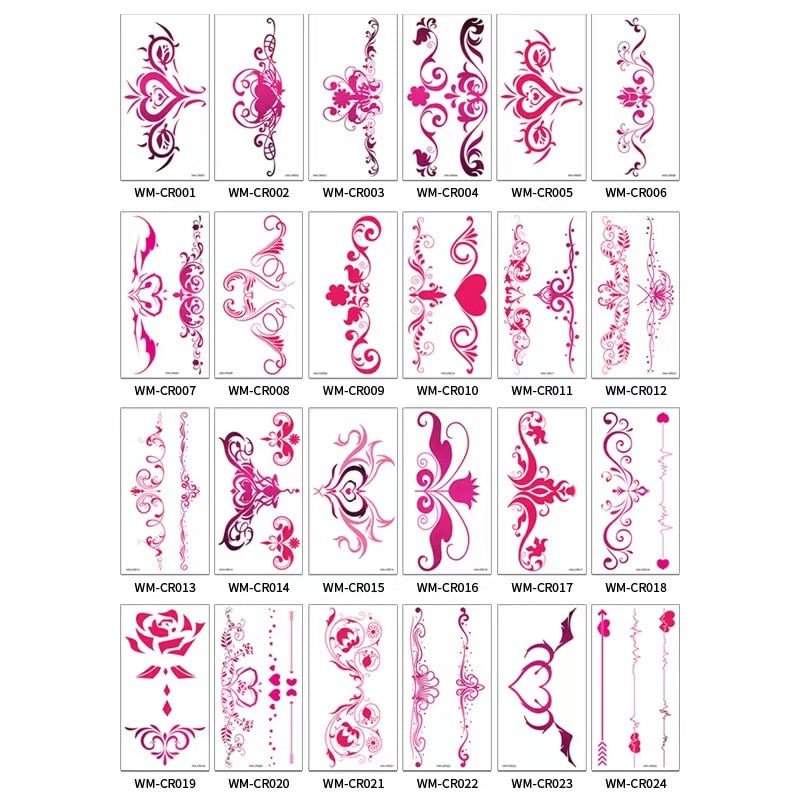 24pc/Lot New Sexy Tattoo Stickers Fake Tattoo for Woman Waterproof Fashion Art Slut Faux Tatouage Pour Femme Tattoo Kit Tatuajes