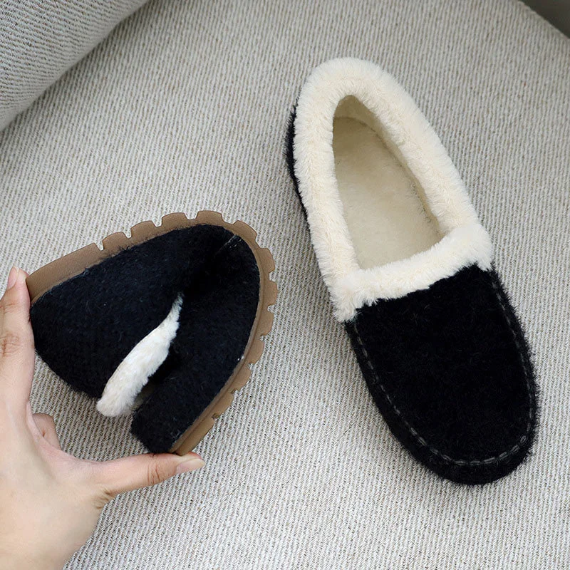 Winter Women Shoes 2021 Thick Plush Warm Ladies Floor Slippers Home Indoor Bowknot Comfort Female Flats Shoes Non Slip Loafers