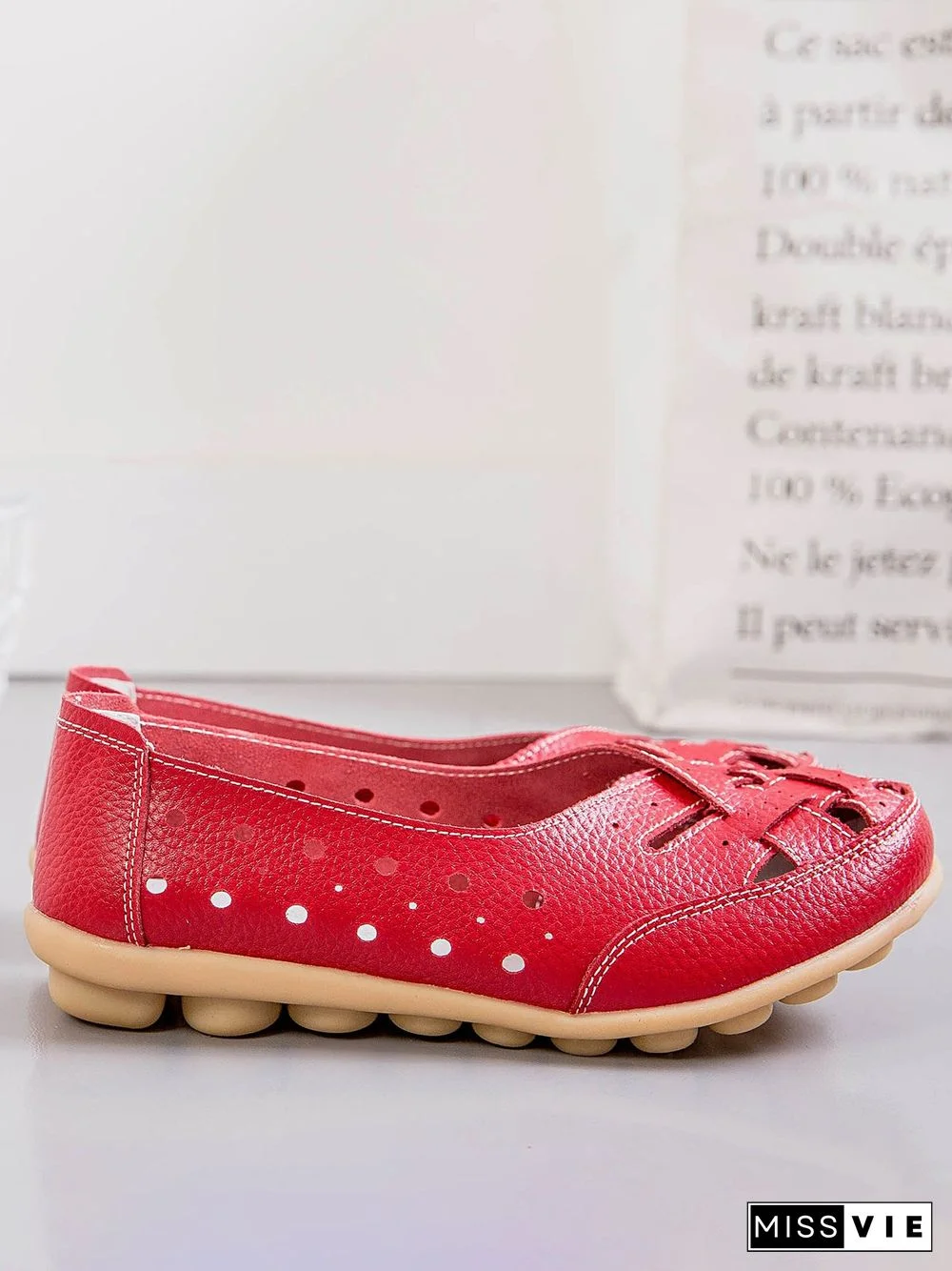 Hollow Leather Soft Sole Shoes