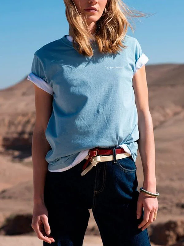 classic simple cotton pullover ladies short sleeve