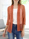 Vibrant V-Neck Crochet Cardigan - Elegant 3/4 Sleeve Mesh Slim Fit, Breathable, Casual, Comfortable, Women's Fashion Clothing for Daily Wear