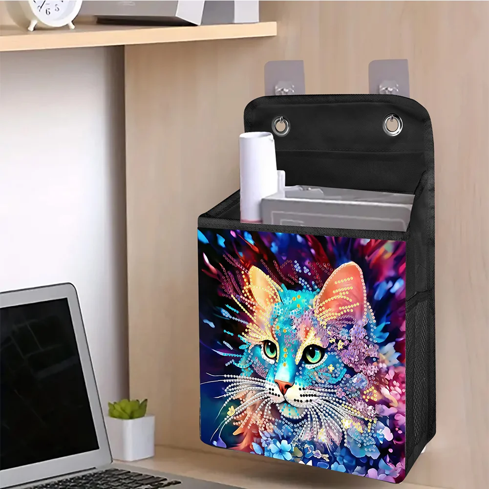 5D DIY Flower Cat Diamond Painting Hanging Storage Bag Diamond Art Organizer Box Home Decor 