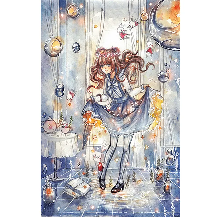 Cartoon Girl 40*60CM (Canvas) Full Round Drill Diamond Painting gbfke
