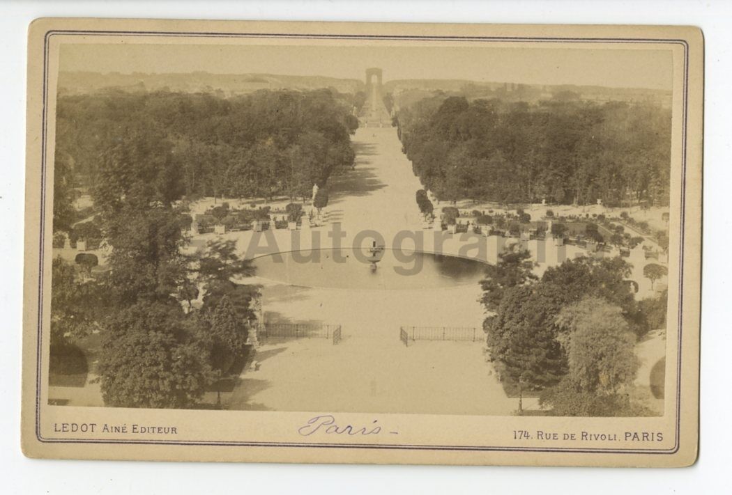 Paris, France - Original 19th Century Cabinet Card Photo Poster painting - Tuileries Garden