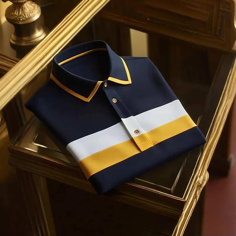 Men's Retro Letter Print Casual Polo Shirt