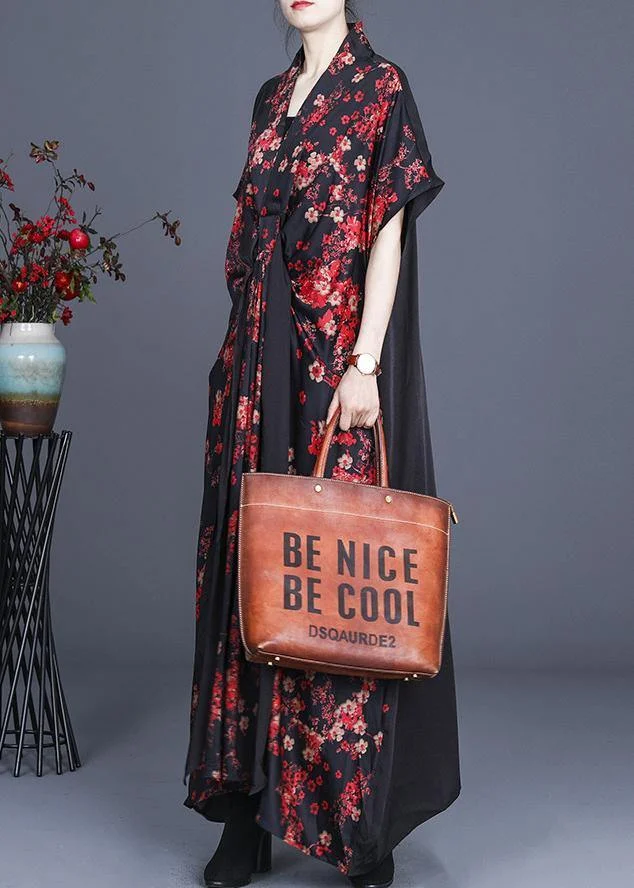 Bohemian Red Floral tie Sleeveless Long Dresses Summer