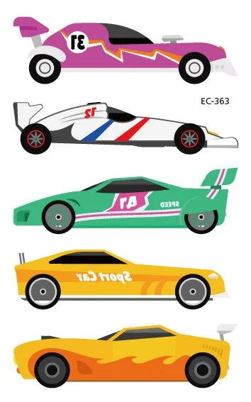 20 kinds Automobile Vehicle Truck Temporary Cartoon Tattoo Kids Children Cognition Stickers faux tatouage temporaire Disposable