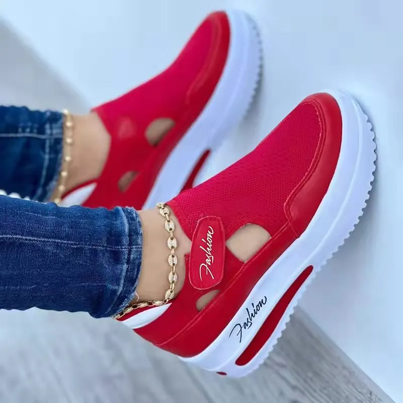 Breakj Breakj Casual Single-Shoe Women's Spring And Summer New Flat Bottom Flying Weaving Breathable Magic Sticker Casual Mesh Shoes