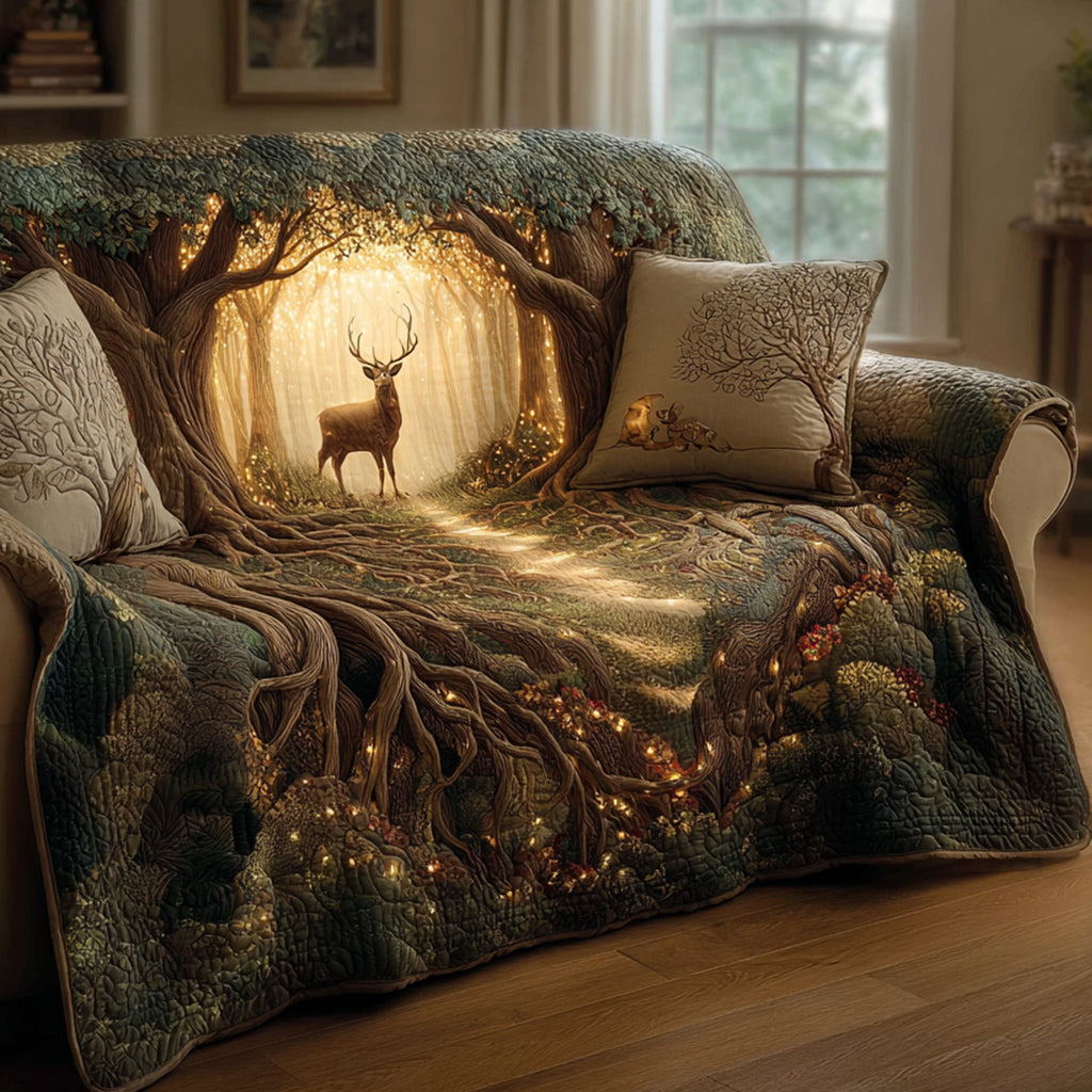 Woodland Deer Quilted Sofa Cover NCU0HH1236 everthome