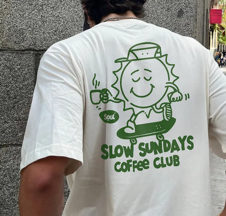 Slow Sundays Coffee Club Printed Men's T-shirt