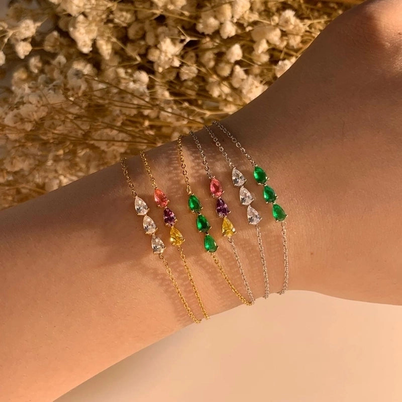 Casual Geometric 304 Stainless Steel 16K Gold Plated White Gold Plated Gold Plated Zircon Bracelets In Bulk