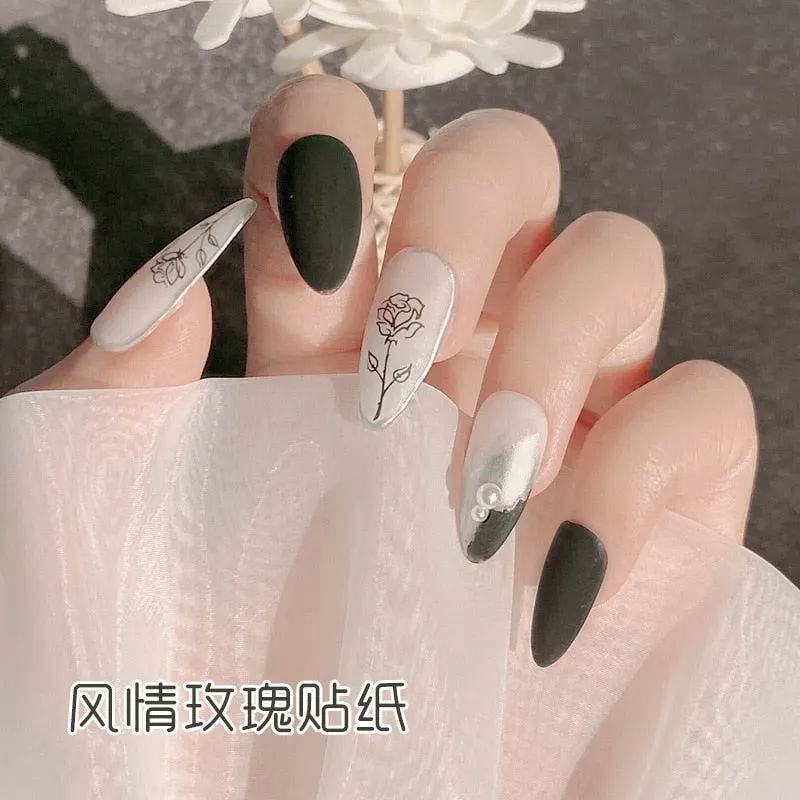 1PC 3D leopardo Nail Stickers Decals Butterfly Leopard Back Adhesive Sliders Wraps Colorful DIY Nail Art Extension Decoration-Nail Inspo
