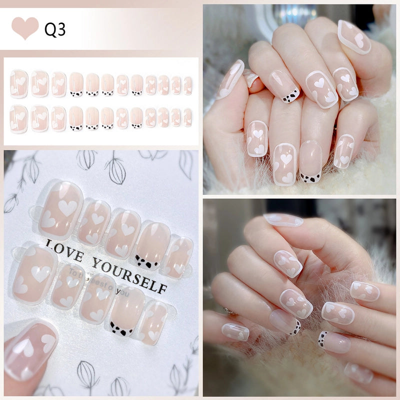 Cute Sweet Color Block Flower ABS Press-on Nails 1 Set