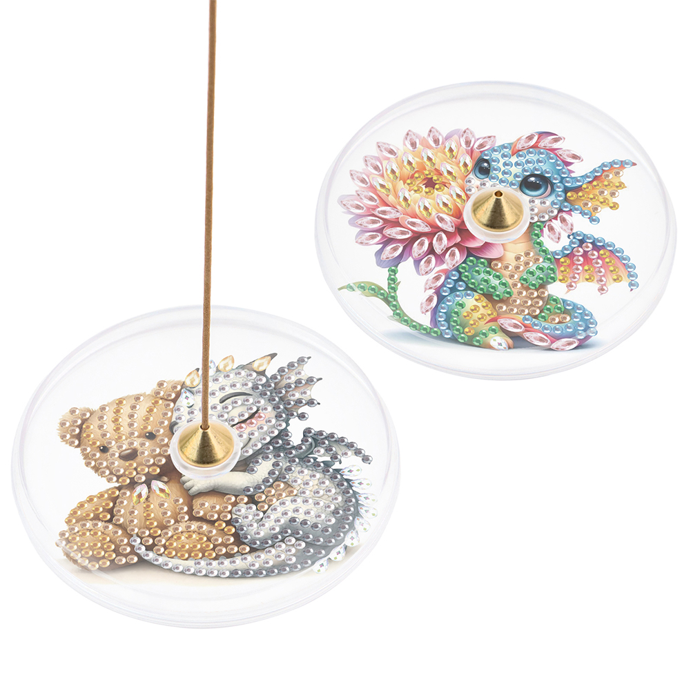 2Pcs Acrylic Special Shaped Pterosaur 5D DIY Diamond Painting Incense Holder