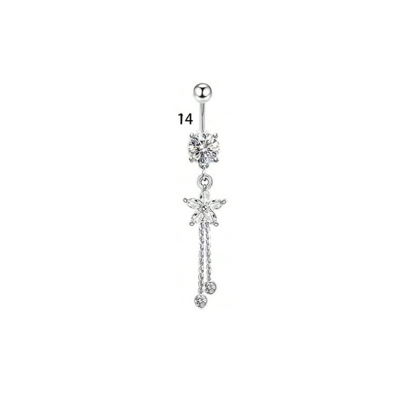 1 Piece Belly Rings Minimalist Classic Style Water Droplets 304 Stainless Steel Inlay Zircon Belly Rings