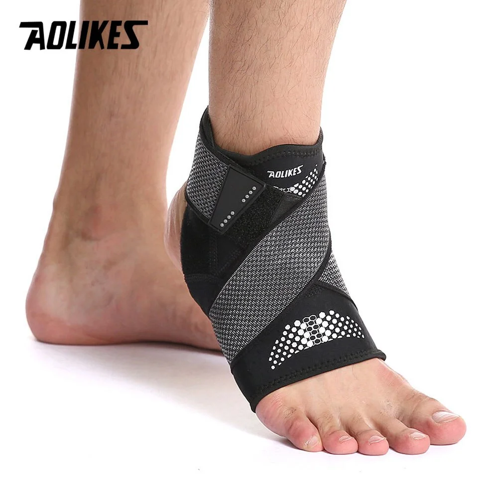 Uveng 1PCS Pressurization Sports Ankle Brace Support Adjustable Elastic Bandage Foot Strap Protective Gear Gym Fitness