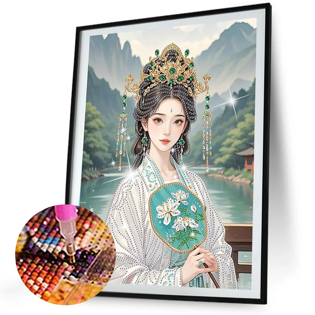 Diamond Painting - Partial Special Shaped Drill - Landscape Lady(Canvas|30x40cm)
