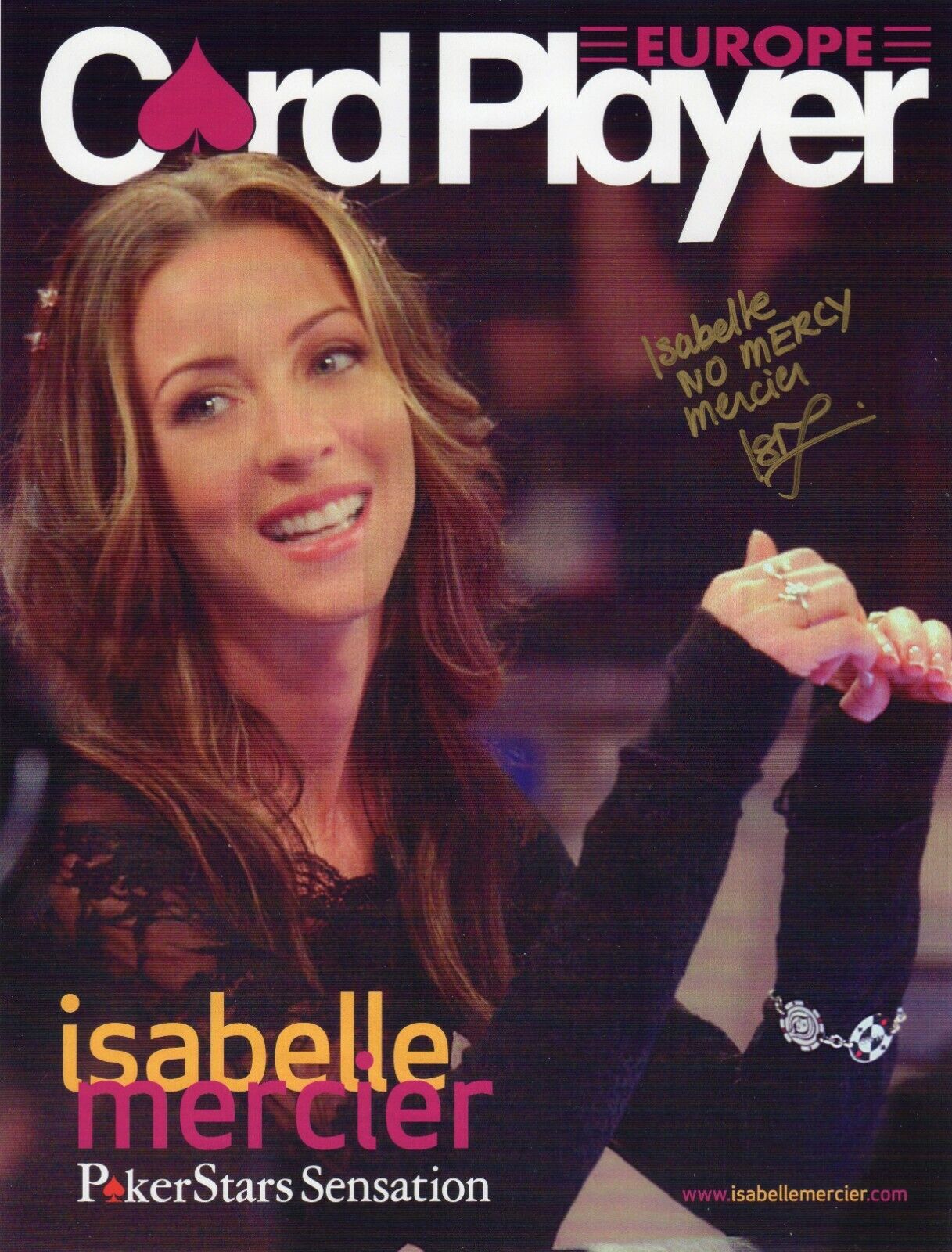 ISABELLE MERCIER AUTOGRAPH, PROFESSIONAL POKER PLAYER