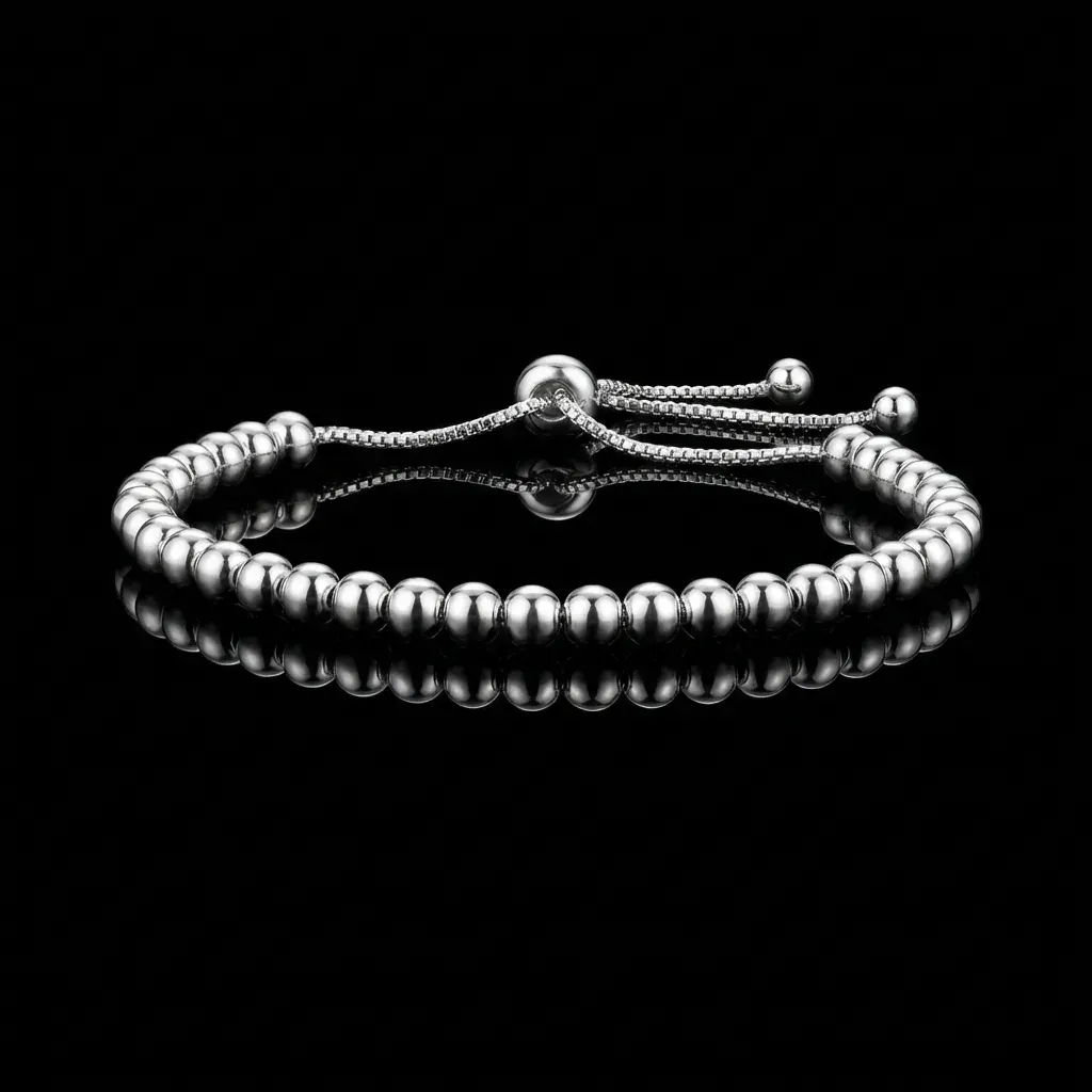 JiStones Luminous Silver Beaded Tassel Bracelet - Vintage Minimalist Edition