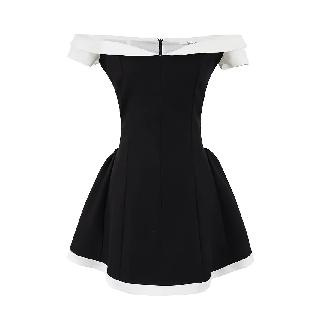 Nigikala Nigikala 2025 New Fashion Sexy Breasts Small Body Repair Word Collar Dress Skirt Short Skirt Woman