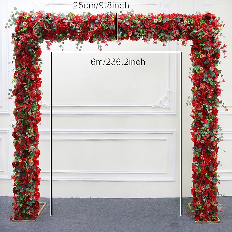 Gold-Plated Iron Square Screen Add Luxury White Artificial Flower Row Wedding Arch Backdrop Deco Floral Party Frame Flower Stand A4965