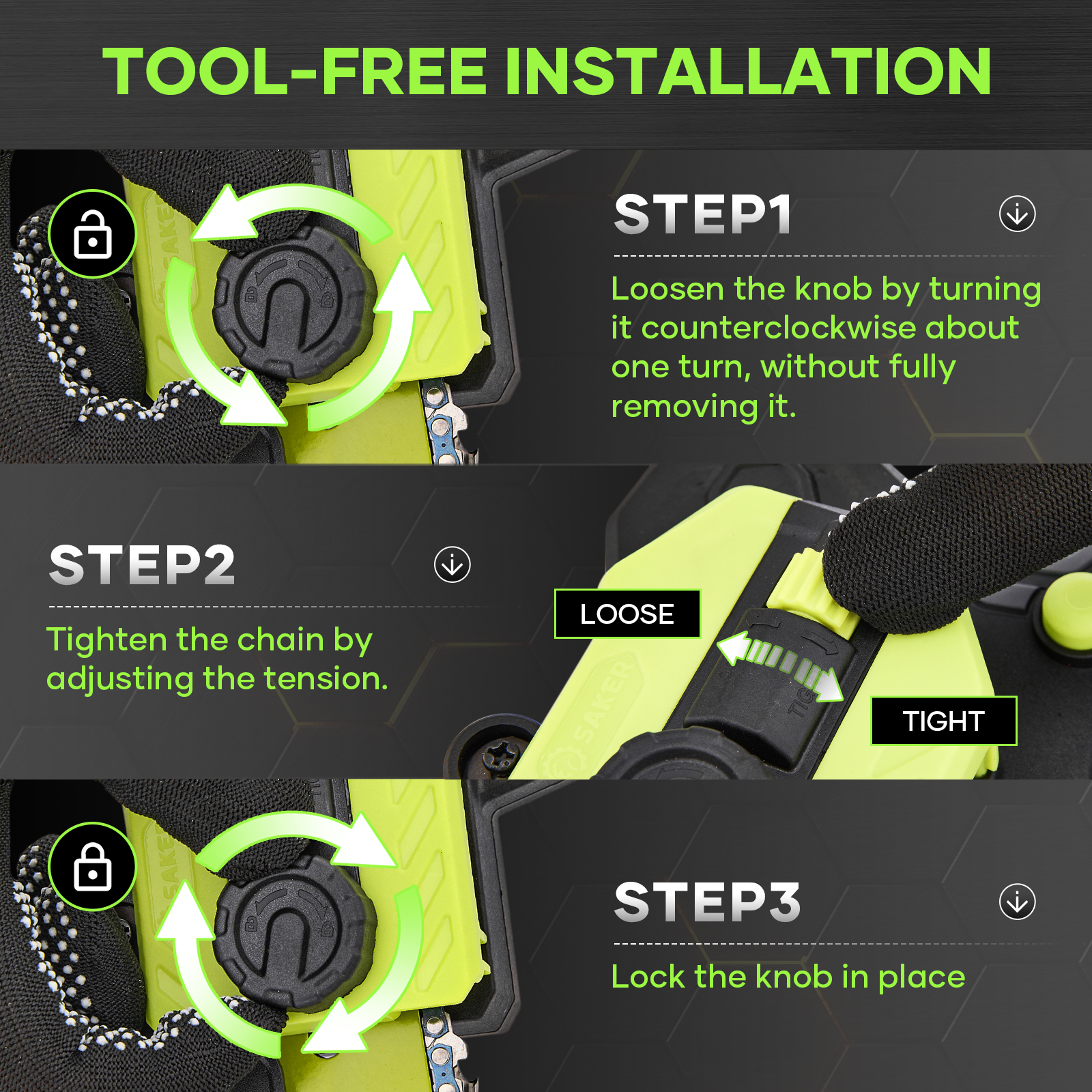 Saker Mini Cordless Handheld Chainsaw 6 Inch
