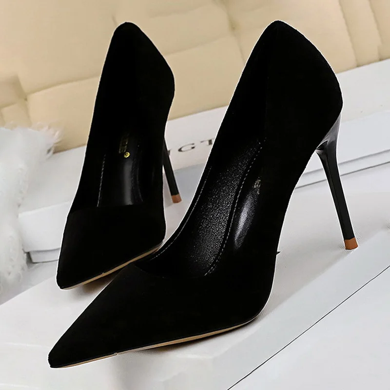 Abebey Shoes 2025 New Women Pumps Suede High Heels Shoes Fashion Office Shoes Stiletto Party Shoes Female Comfort Women Heels